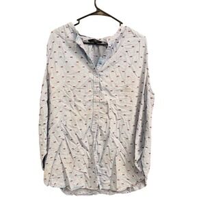 GNW Womens Plus‎ 2X Blue Sleeveless Button Down Top Blouse Casual